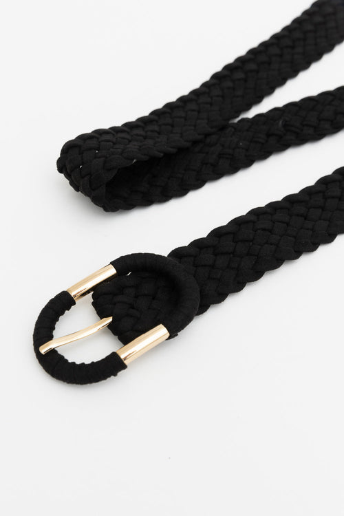 Braided Suede Accent Oval Buckle Belt